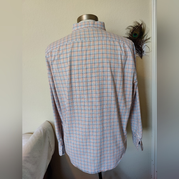 Nautica Men's Button down plaid shirt (Large) 🤍🧡💙 - Picture 2 of 11
